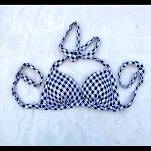 Vintage Style Bikini Top Picnic Halter Neck Sz. Small Black White